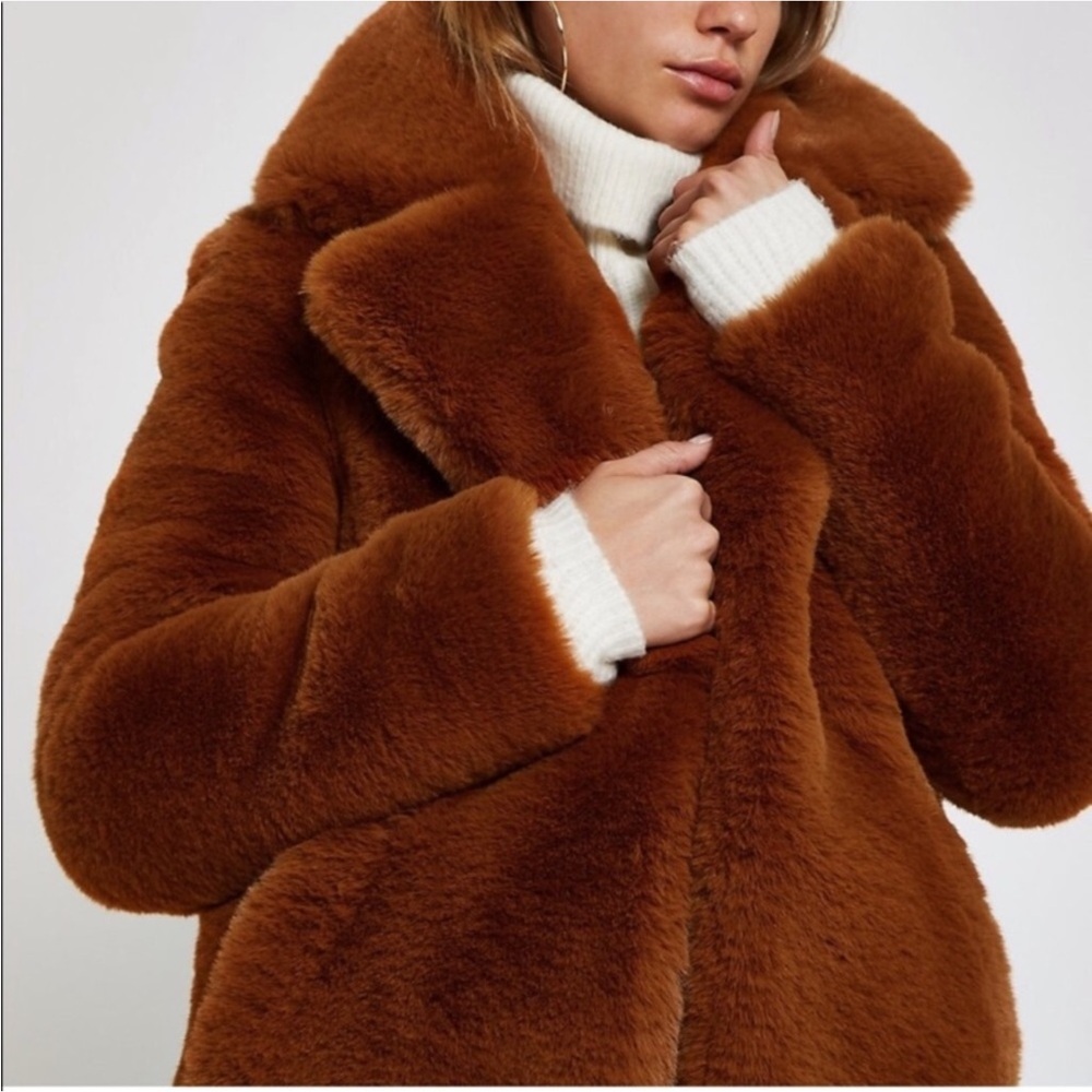 Blank NYC Teddy Jacket Faux Fur in Rich Brown Size Small